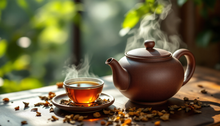 Da Hong Pao Tea In A Rustic Clay Teapot