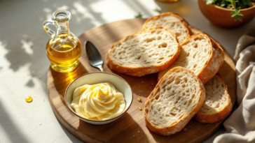 Olive Oil Butter With Fresh Bread