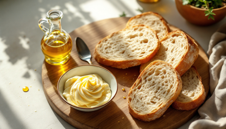 Olive Oil Butter With Fresh Bread